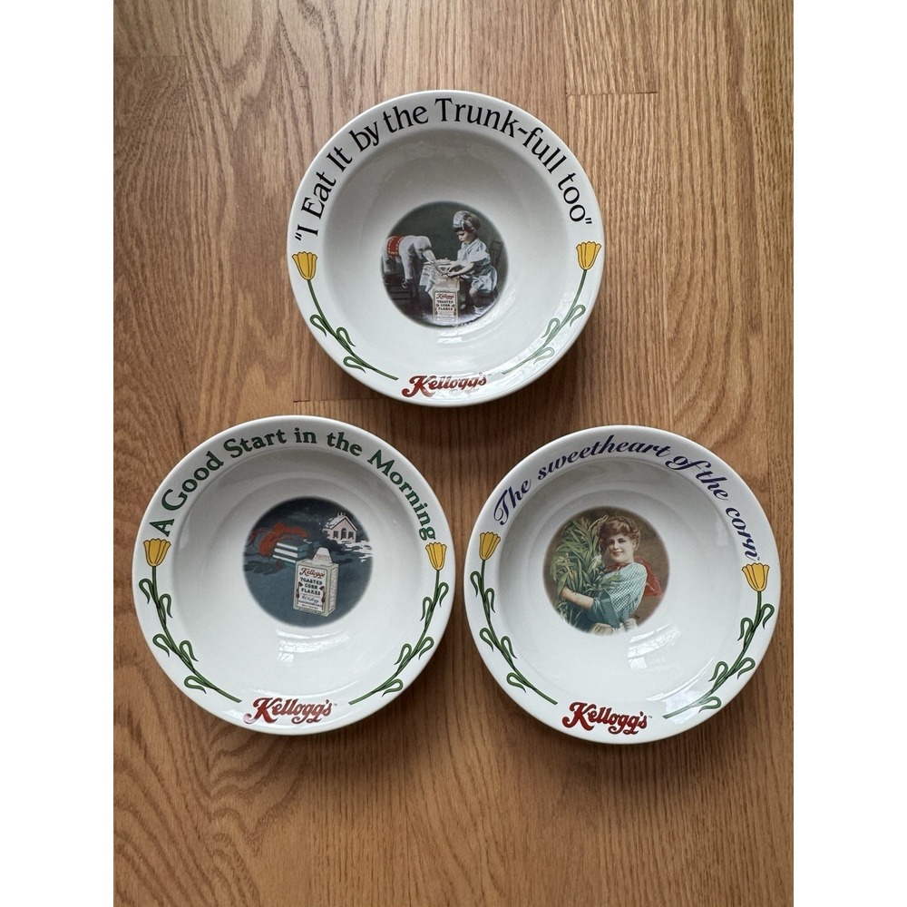 Vintage 1996 Kellogg's 90th Anniversary Cereal Bowls - Set of 3 (#1, #2,‎ #3)